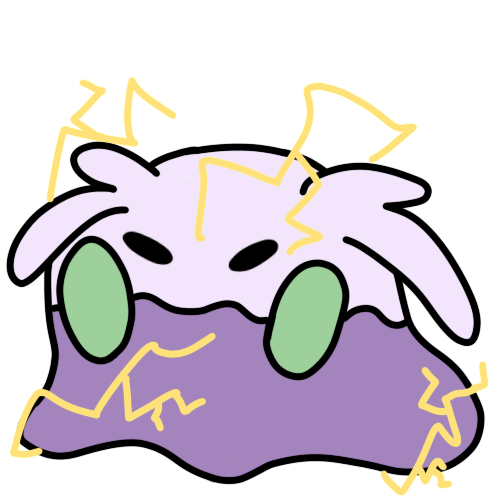a goomy surrounded by yellow bolts of lightning